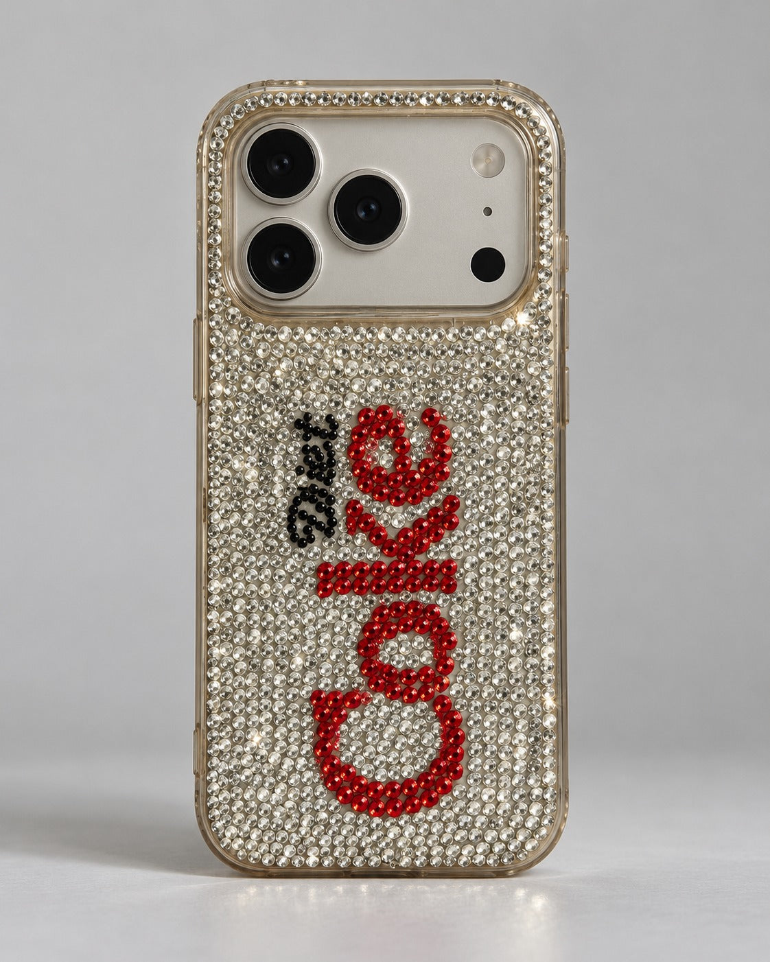 Silver crystal phone case front view