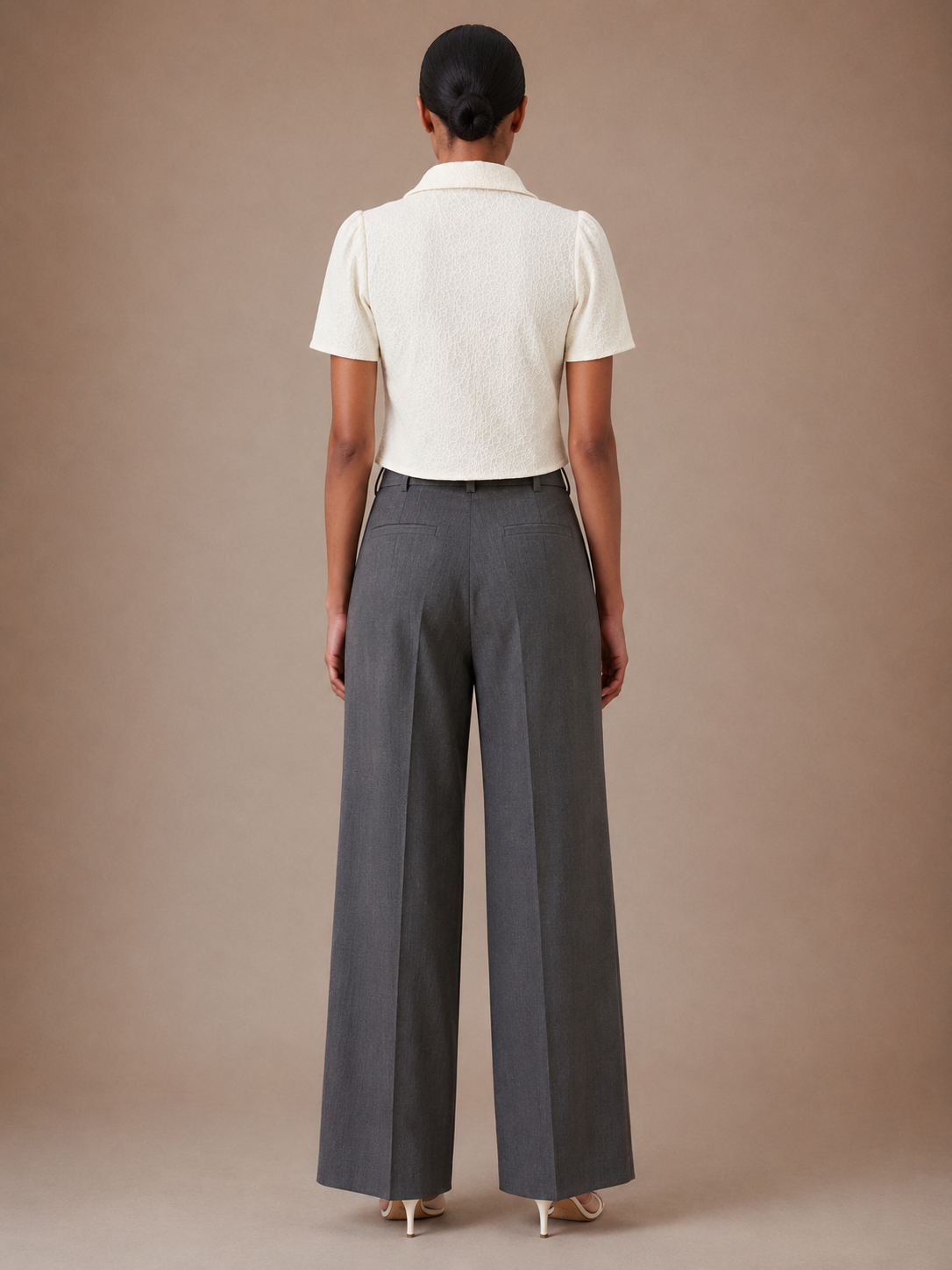 Ivory Knot-Front Crop Blouse