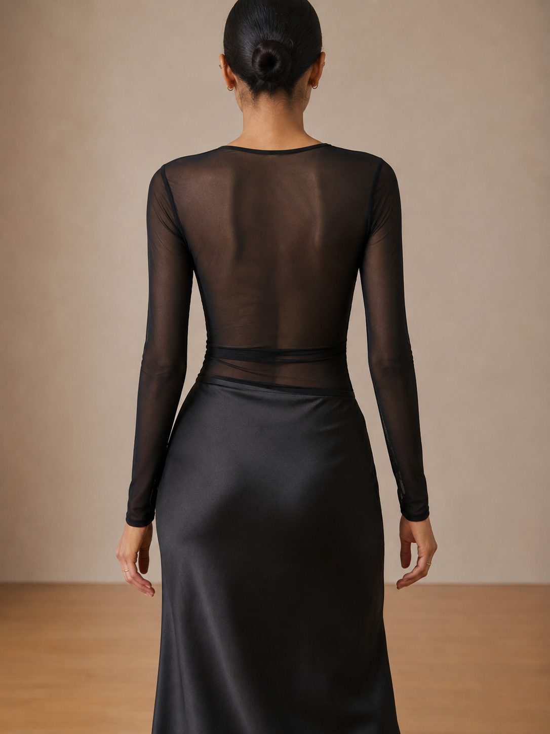 Black Sheer Mesh Bodysuit