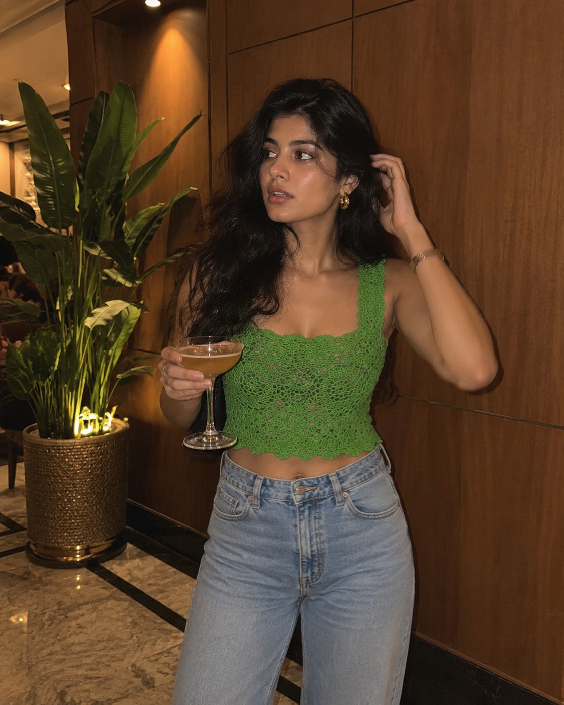 Green Crochet Crop Top, styled look