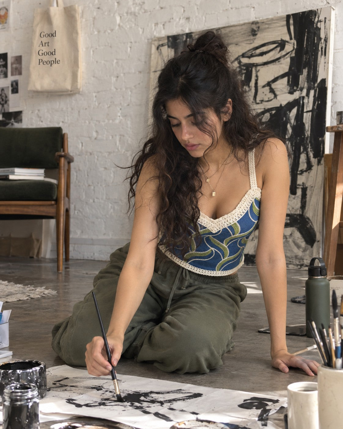 Embroidered Denim Crochet Bustier, styled look