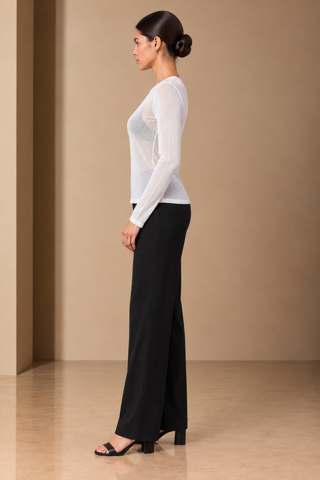 Sheer Rib Long-Sleeve Top, side profile