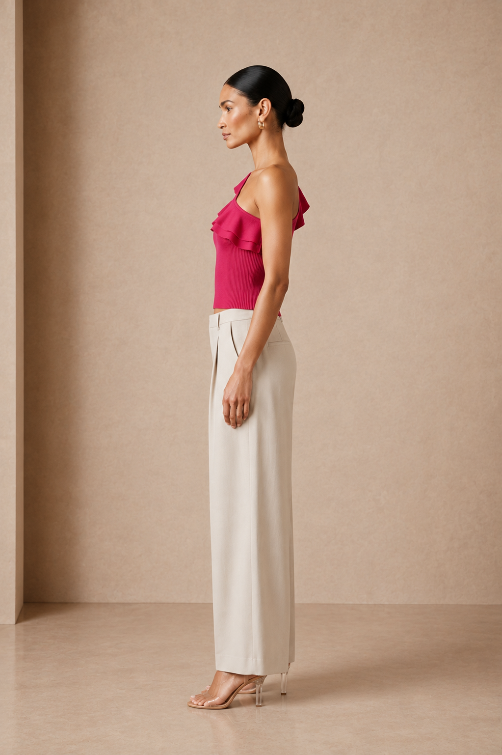 Pearl Ruffle One-Shoulder Knit side profile