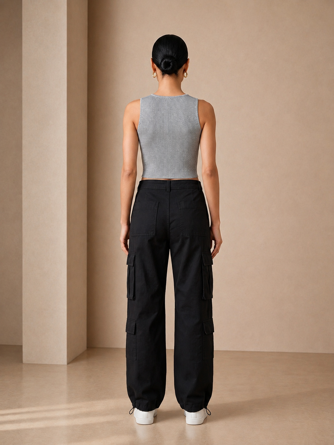 Silver Lurex Rib Tank back view