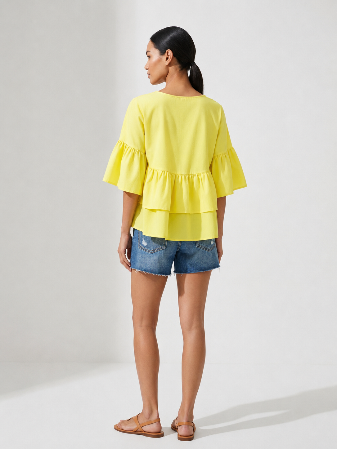 Rosette Tiered Ruffle Top back view