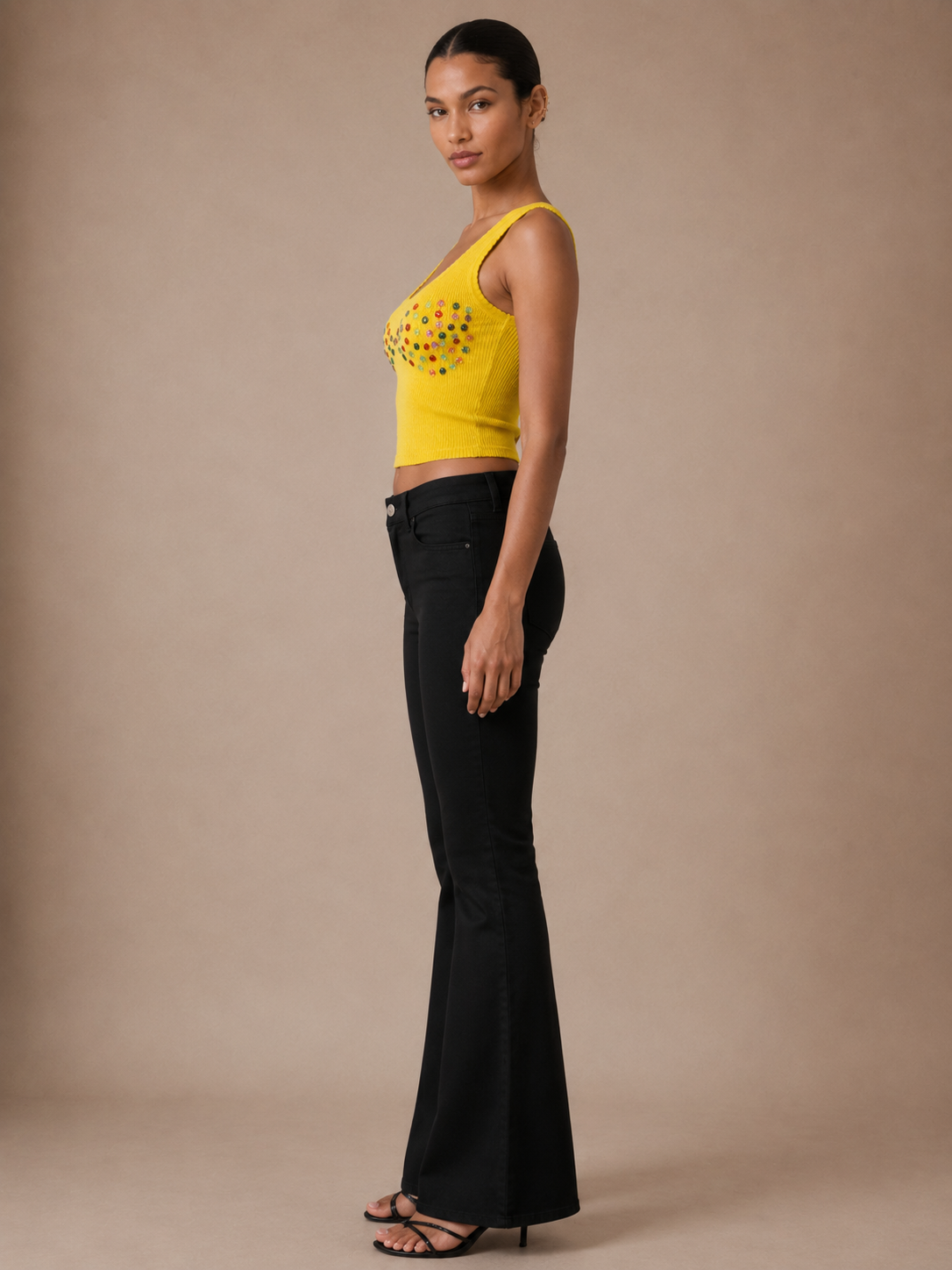 Sunshine Yellow Rhinestone Tank Top