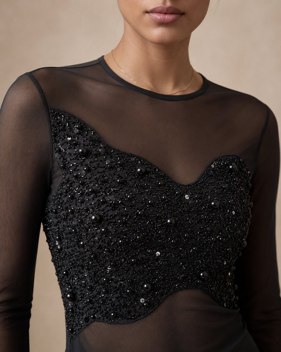 Black Sheer Mesh Bodysuit