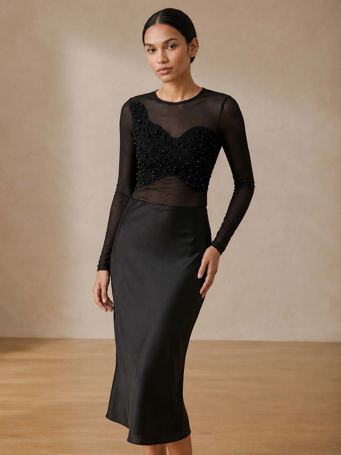 Black Sheer Mesh Bodysuit