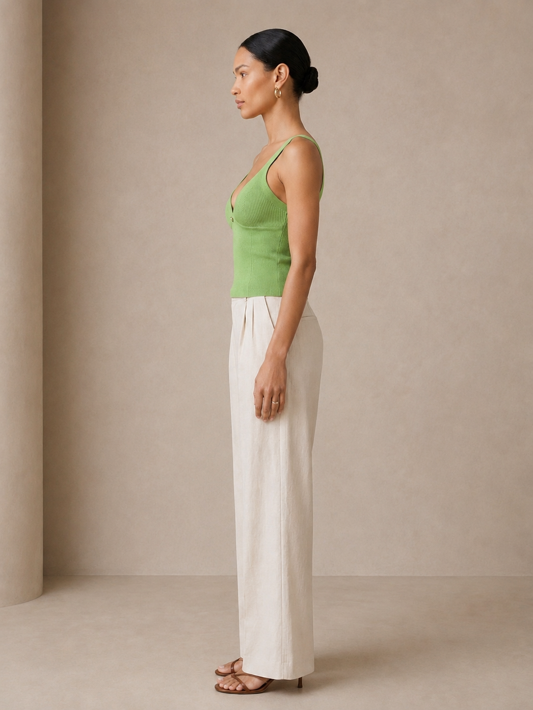Blossom Button Rib Cami side profile