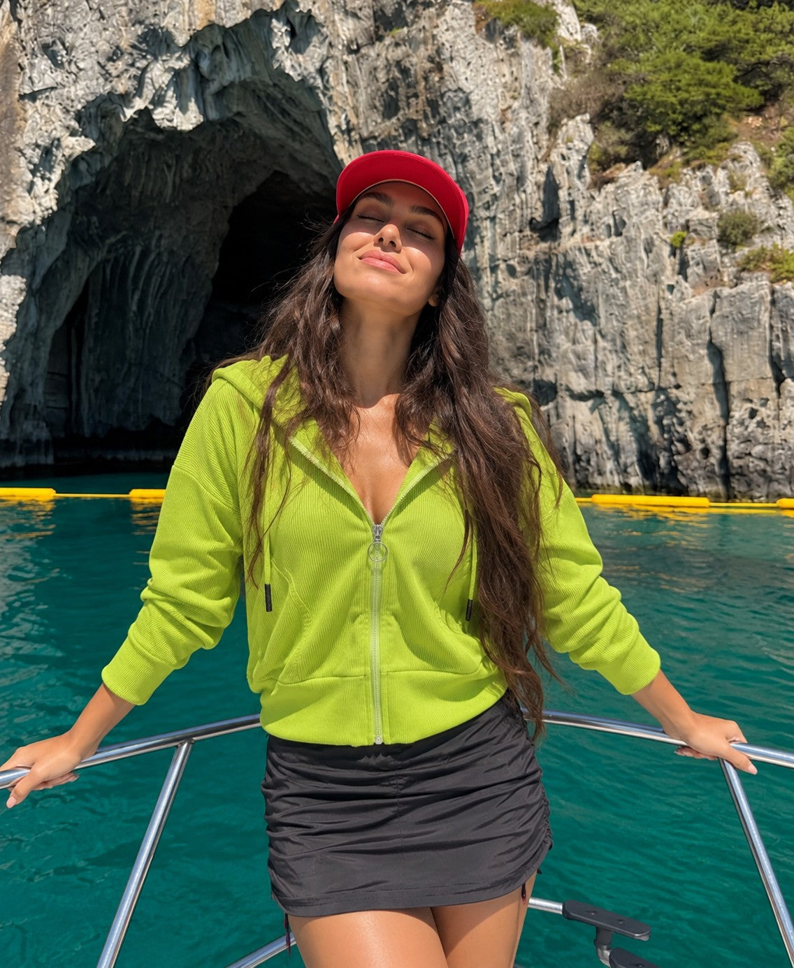 Acid Lime Rib Zip Hoodie, styled look