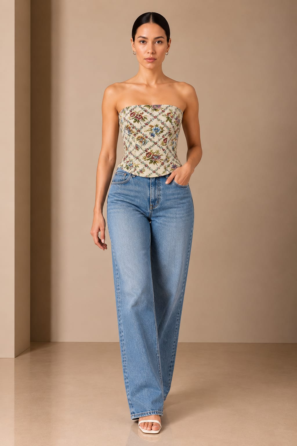 Tapestry Rose Corset Top, front view