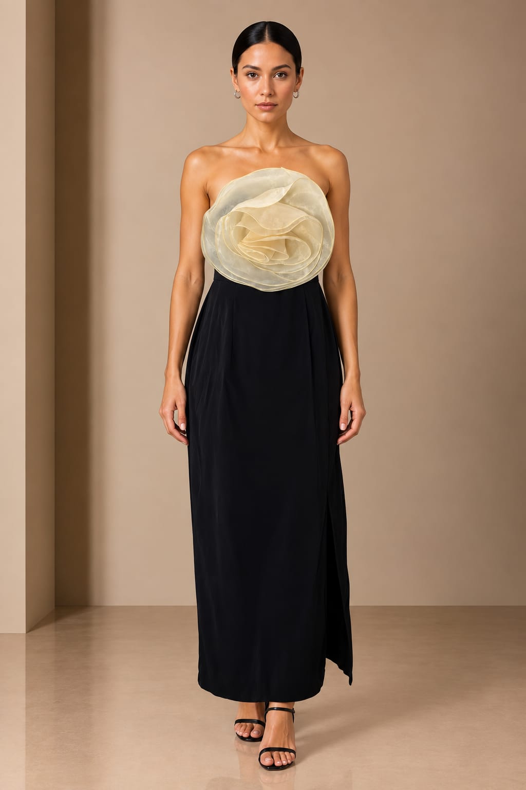Organza Rose Column Dress, front view