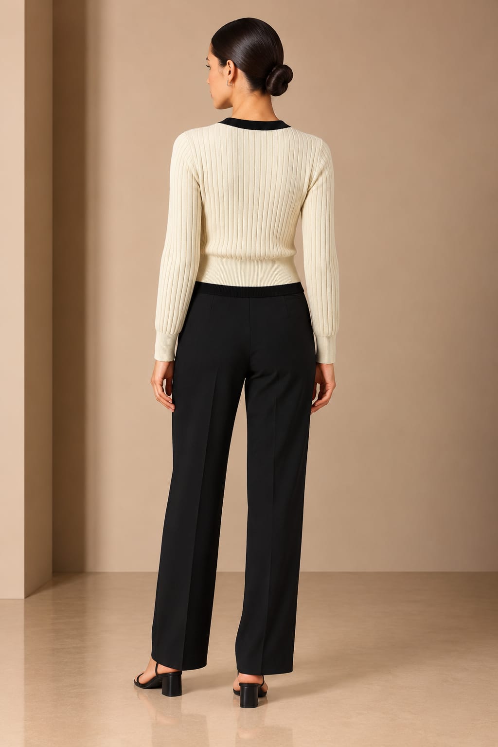Gold Crest Contrast Cardigan, back view
