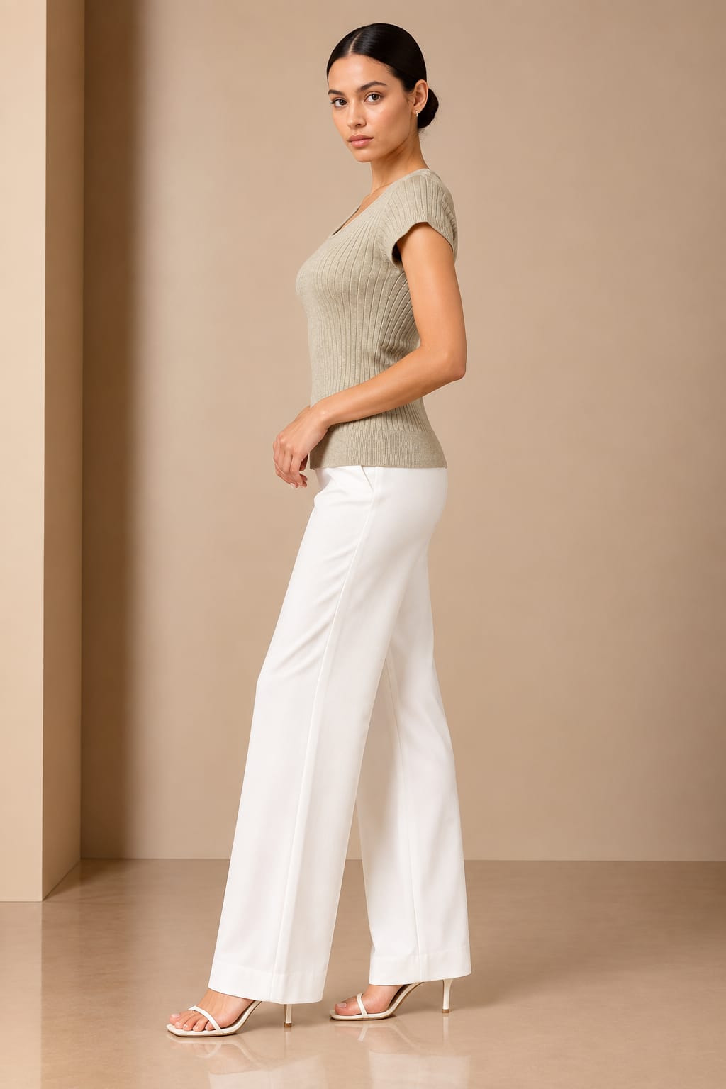 Sage Rib Button-Back Knit Tee — side