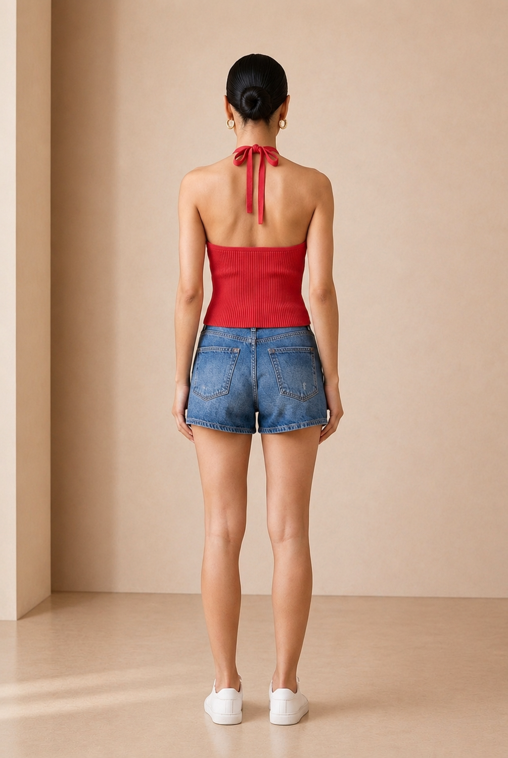 Beaded Crossover Halter back view showing the neck tie and open back